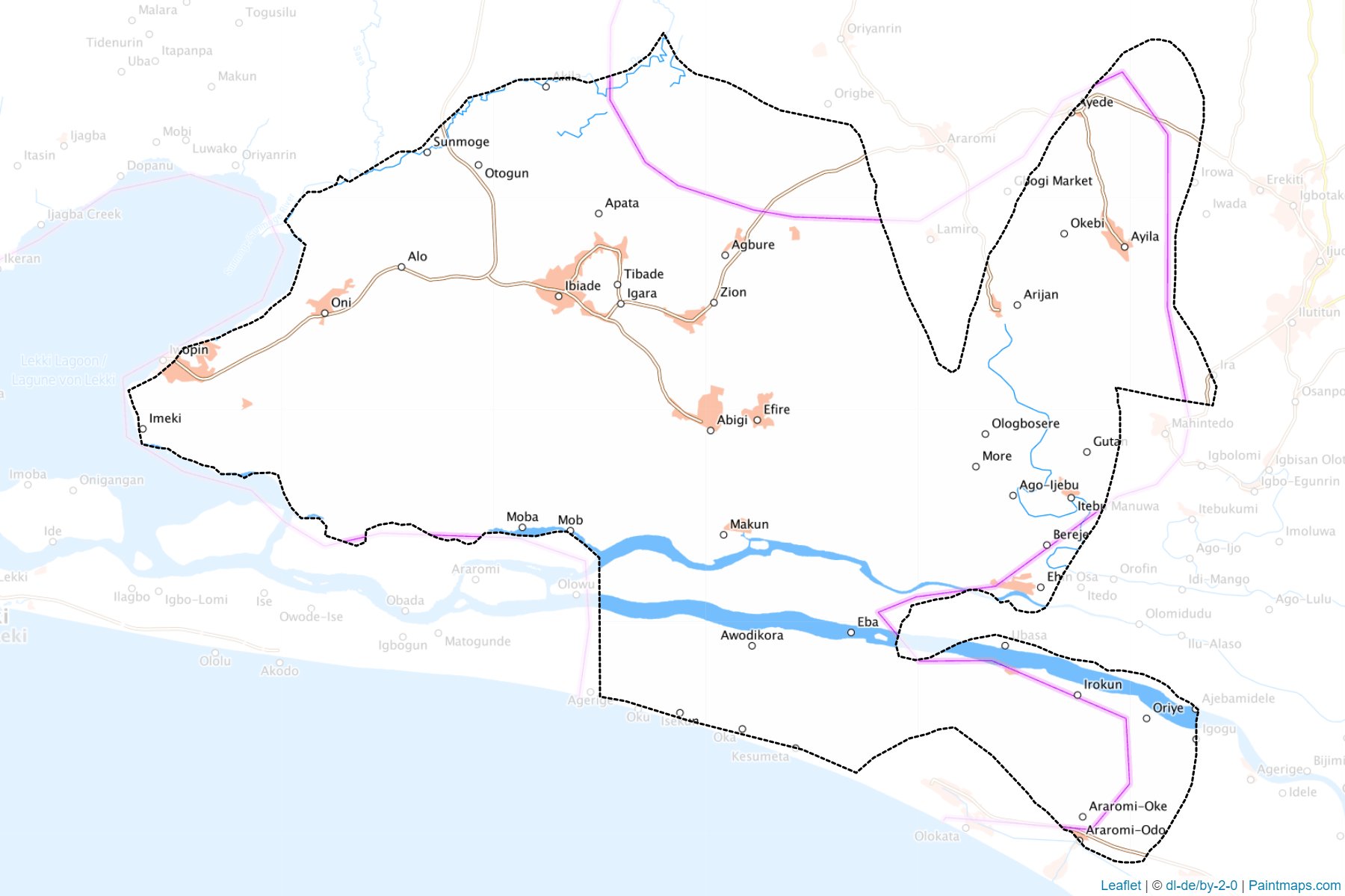 Muestras de recorte de mapas Ogun waterside (Ogun)-1