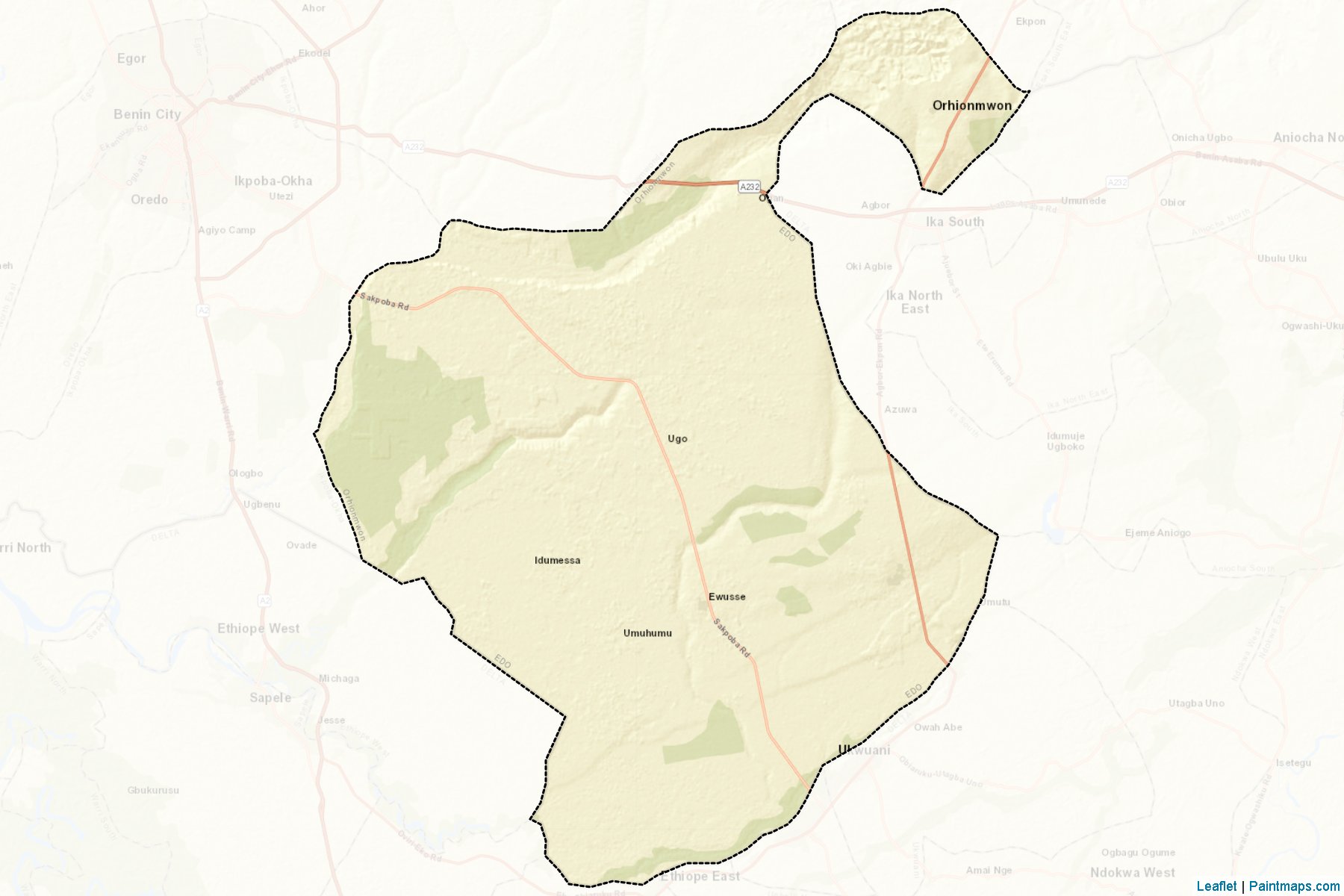 Muestras de recorte de mapas Orhionmwon (Edo)-2