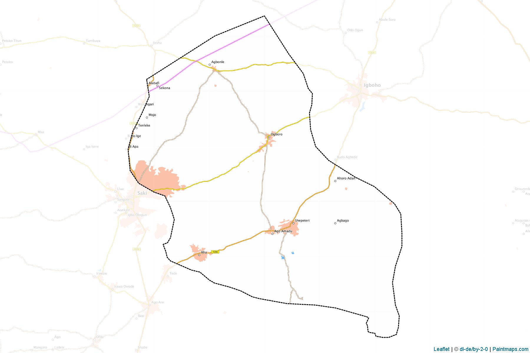 Muestras de recorte de mapas Saki East (Oyo)-1