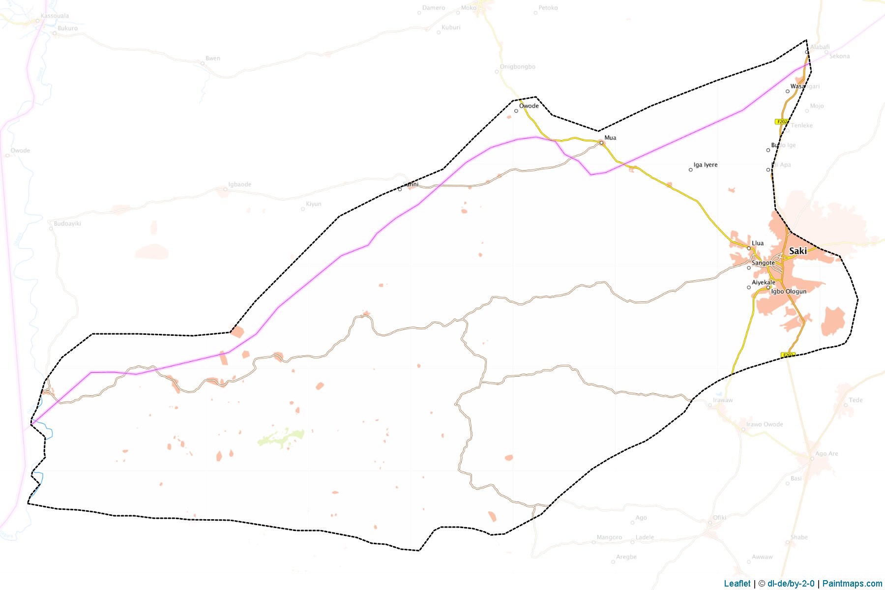 Muestras de recorte de mapas Saki West (Oyo)-1