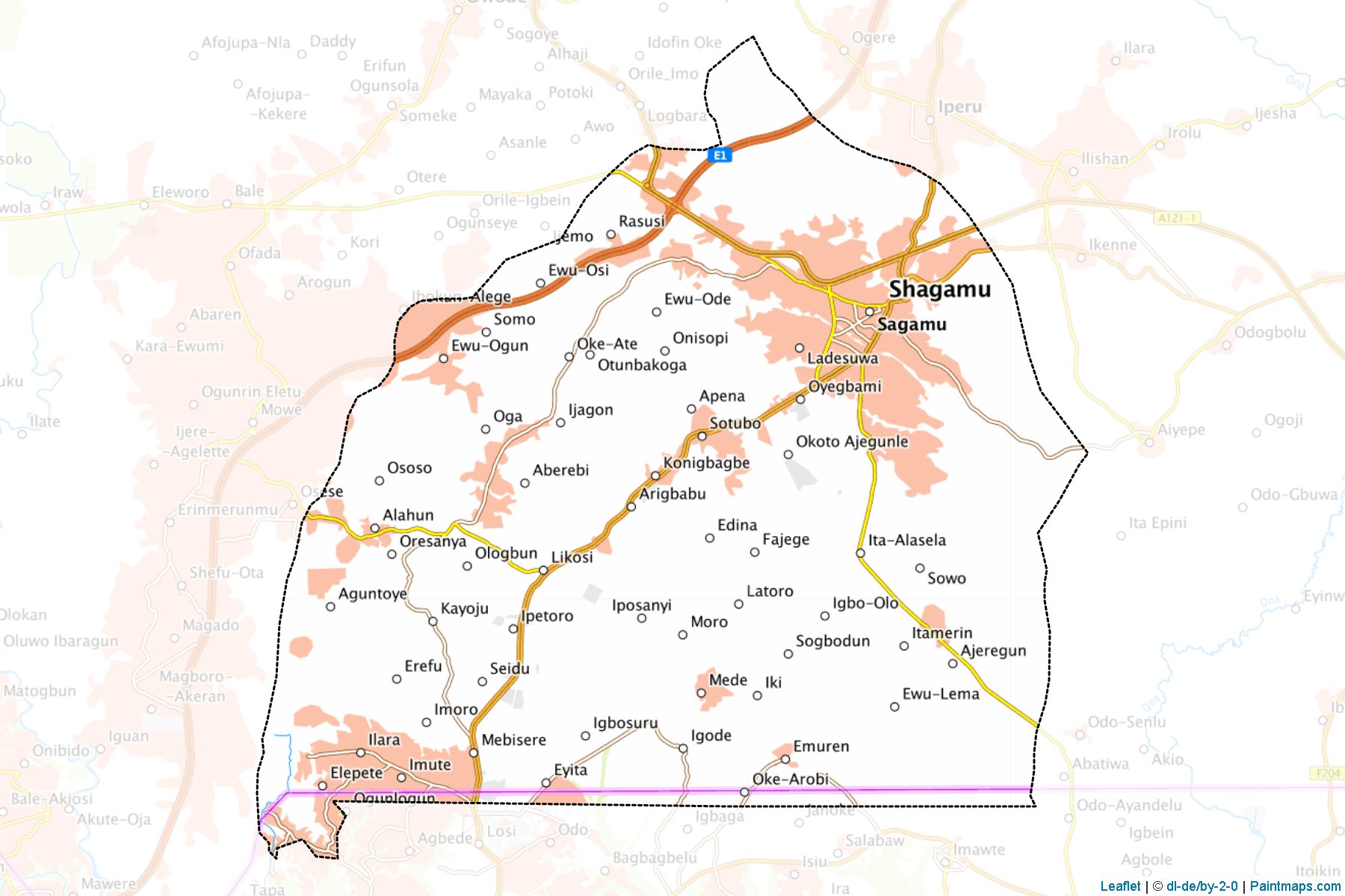 Muestras de recorte de mapas Shagamu (Ogun)-1