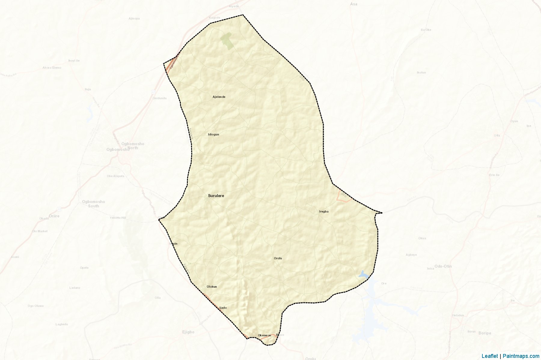 Muestras de recorte de mapas Surulere (Oyo)-2