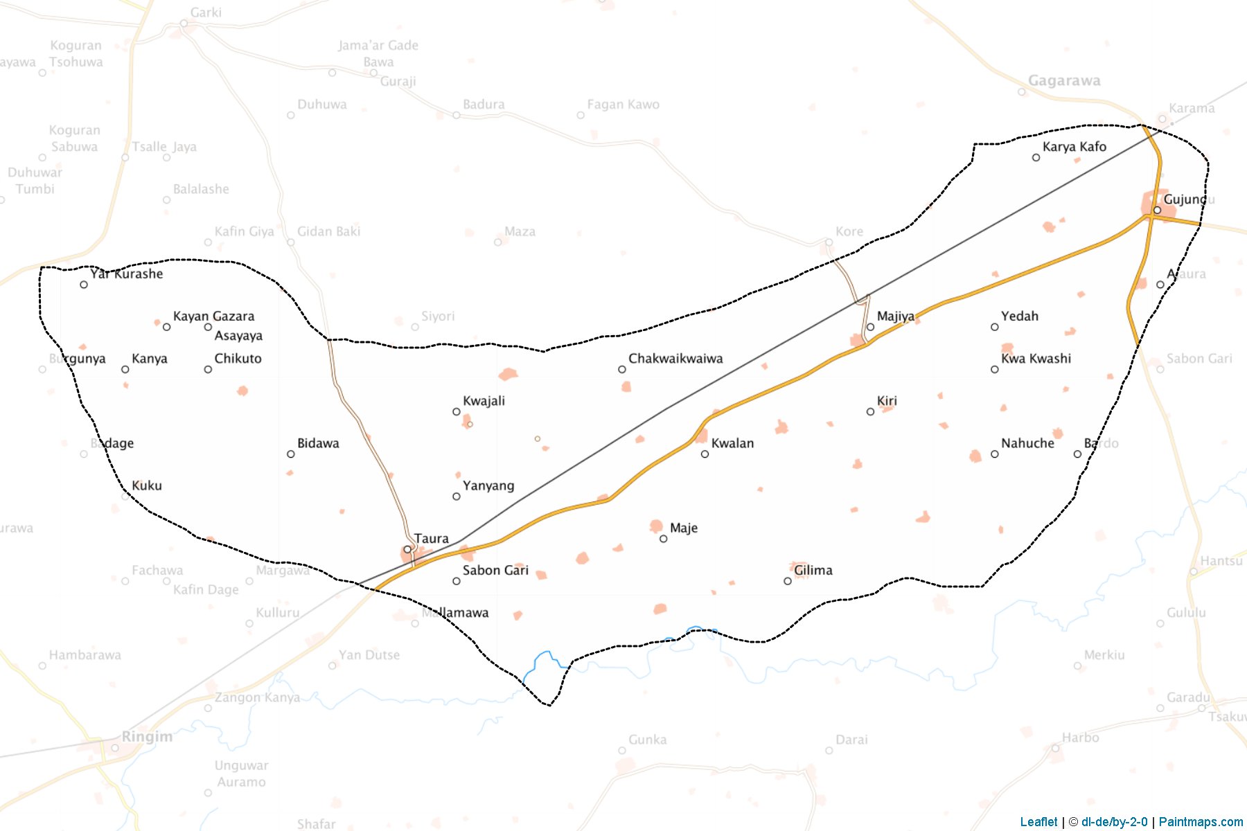 Muestras de recorte de mapas Taura (Jigawa)-1