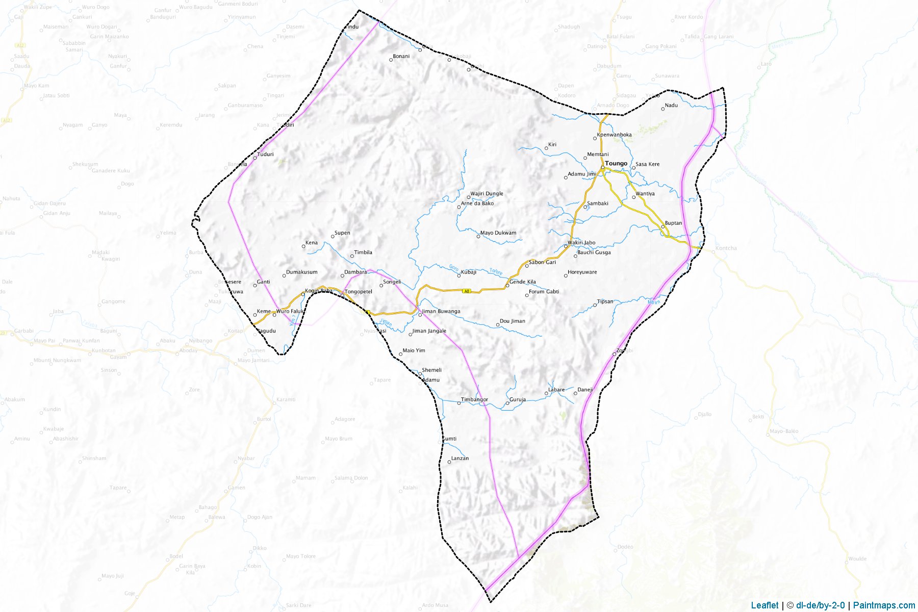 Muestras de recorte de mapas Toungo (Adamawa)-1