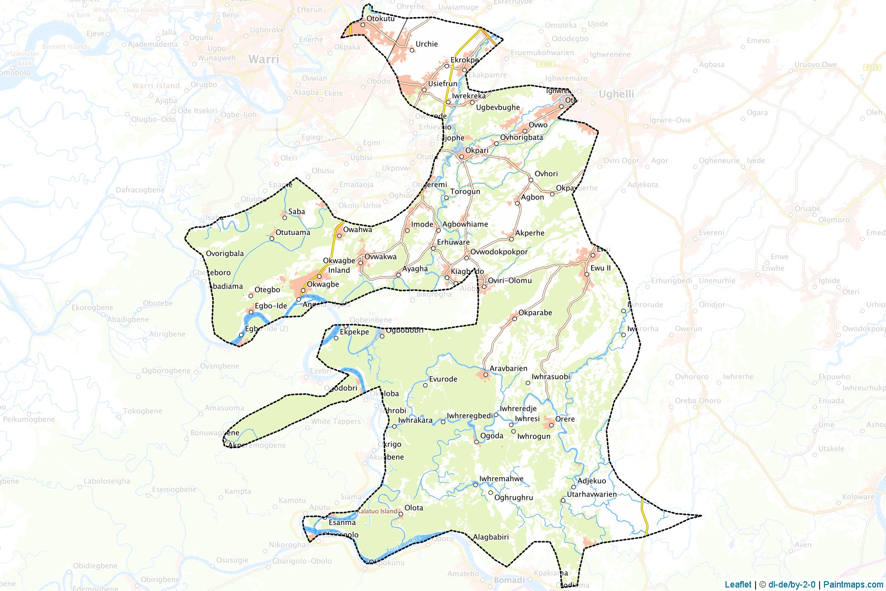 Muestras de recorte de mapas Ughelli South (Delta)-1