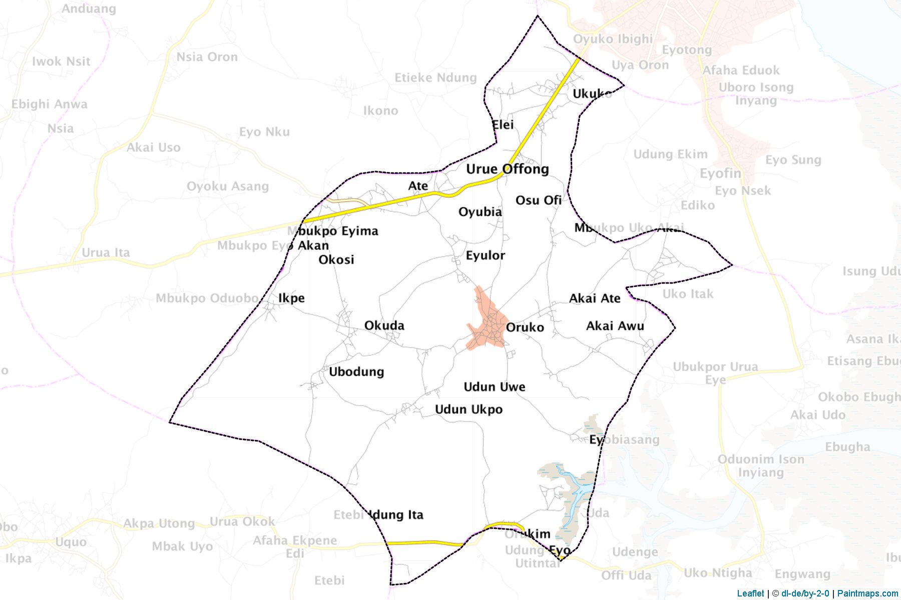 Urue-Offong/Oruko (Akwa Ibom Eyaleti) Haritası Örnekleri-1