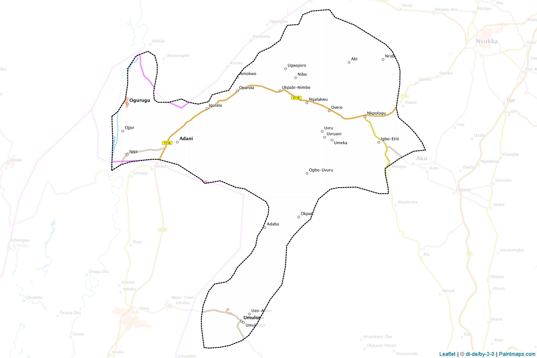 Muestras de recorte de mapas Uzo-Uwani (Enugu)-1