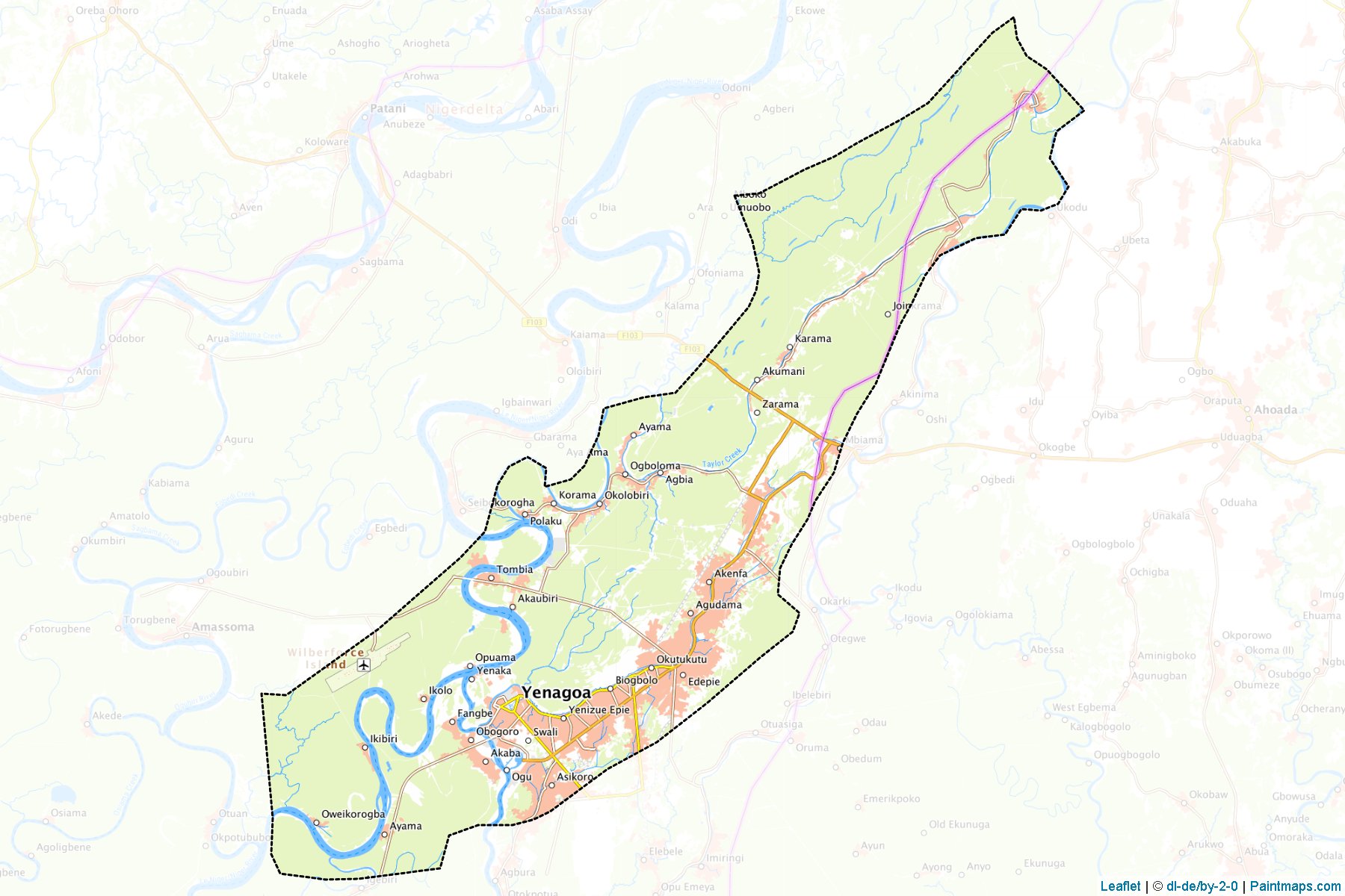 Muestras de recorte de mapas Yenegoa (Bayelsa)-1