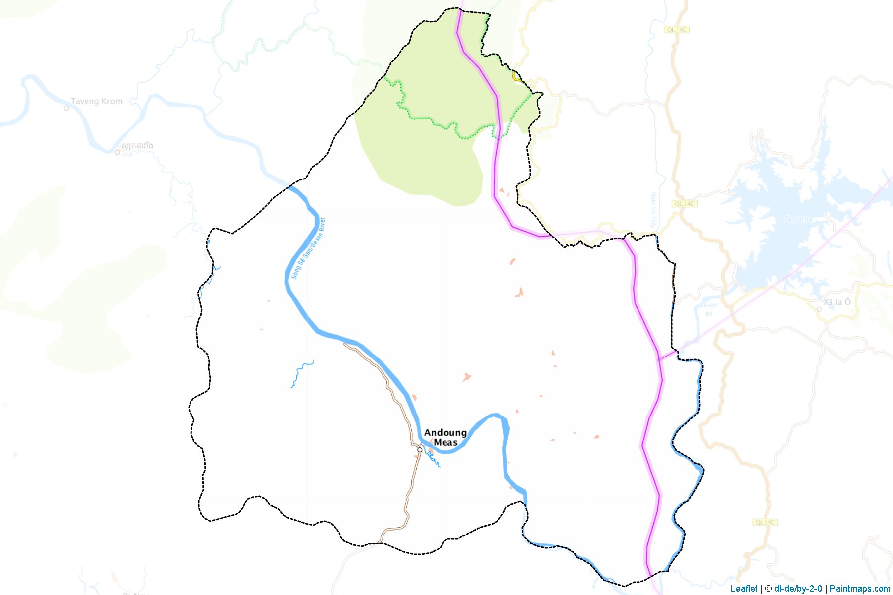 Muestras de recorte de mapas Andoung Meas (Rôtânôkiri)-1