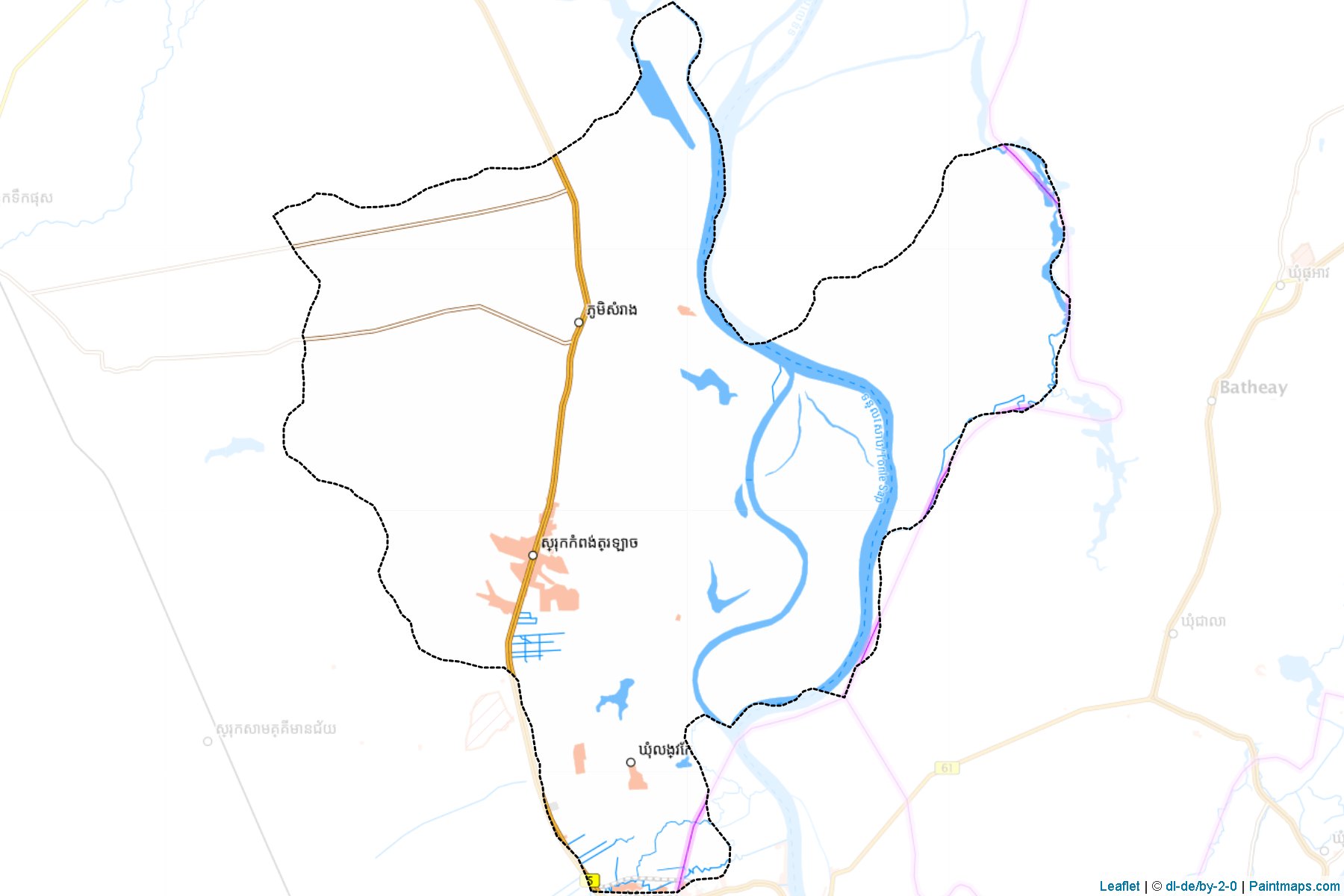 Muestras de recorte de mapas Kampong Tralach (Kâmpóng Chhnang)-1