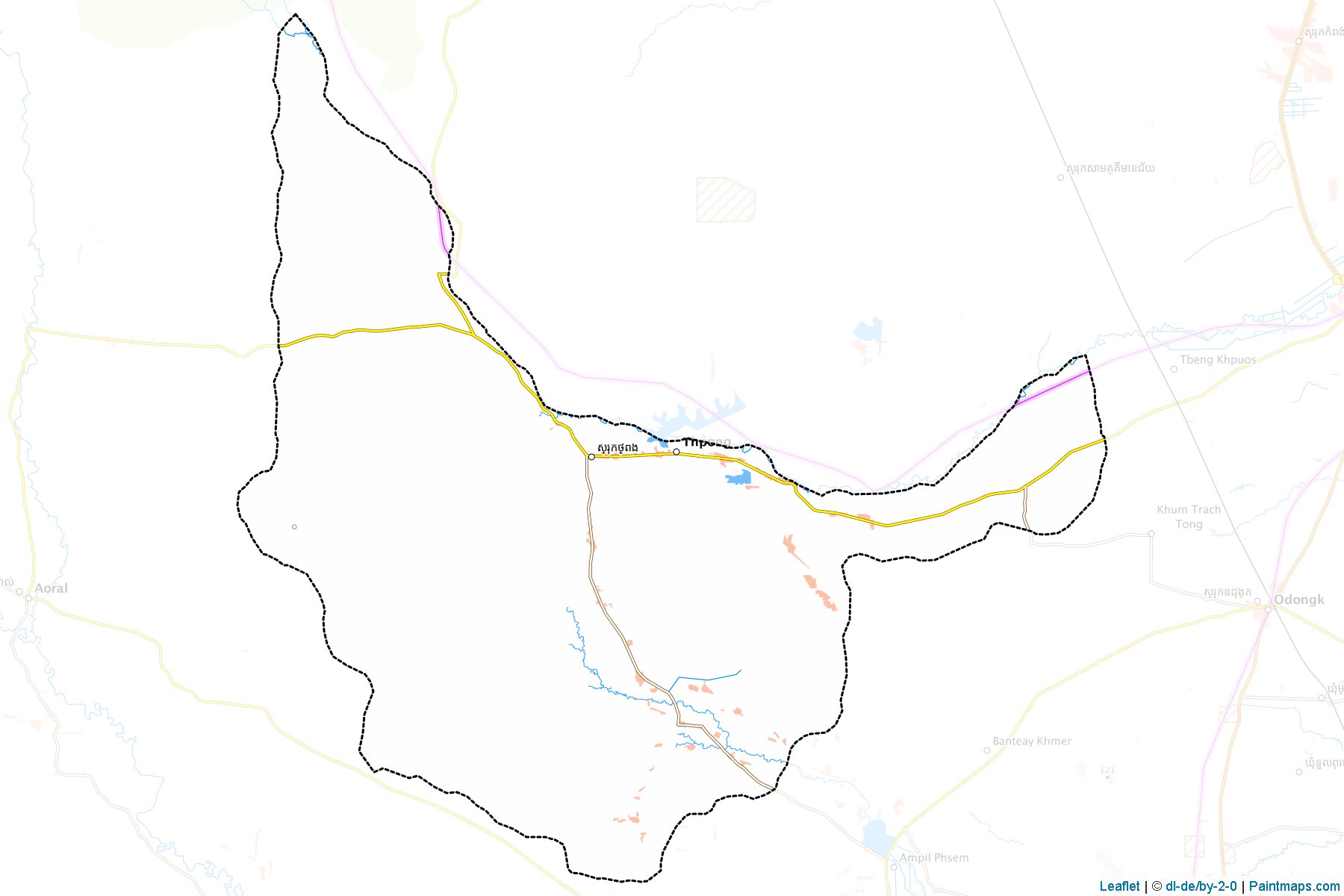 Muestras de recorte de mapas Thpong (Kâmpóng Spœ)-1