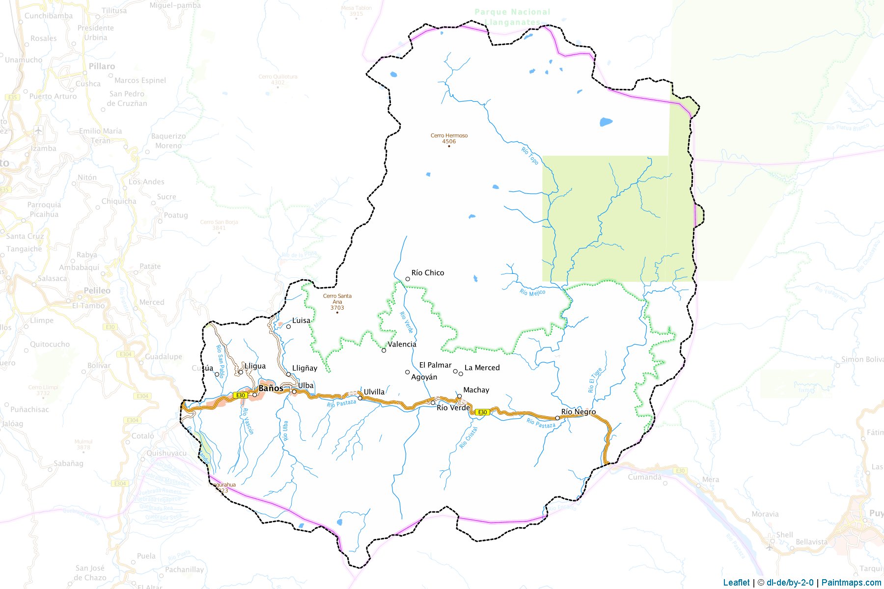 Muestras de recorte de mapas Baños (Tungurahua)-1