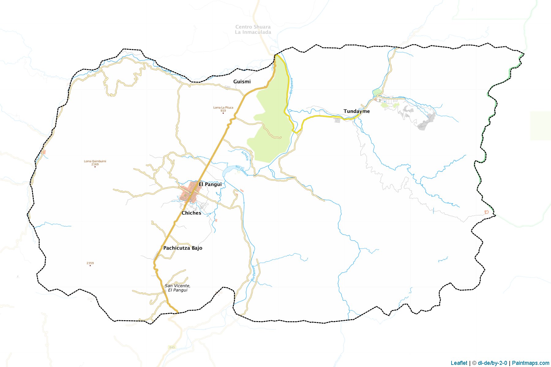 Muestras de recorte de mapas El Pangui (Zamora Chinchipe)-1