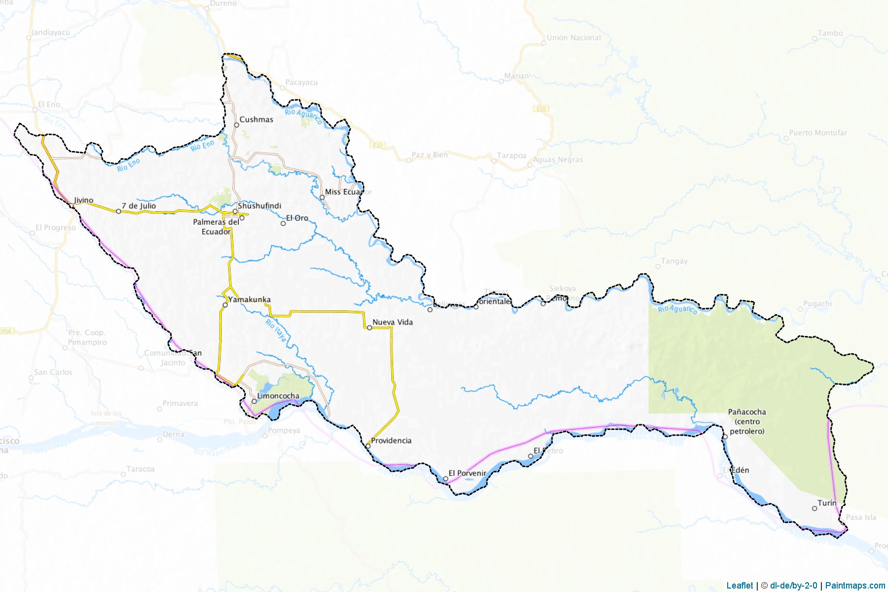 Muestras de recorte de mapas Shushufindi (Sucumbios)-1