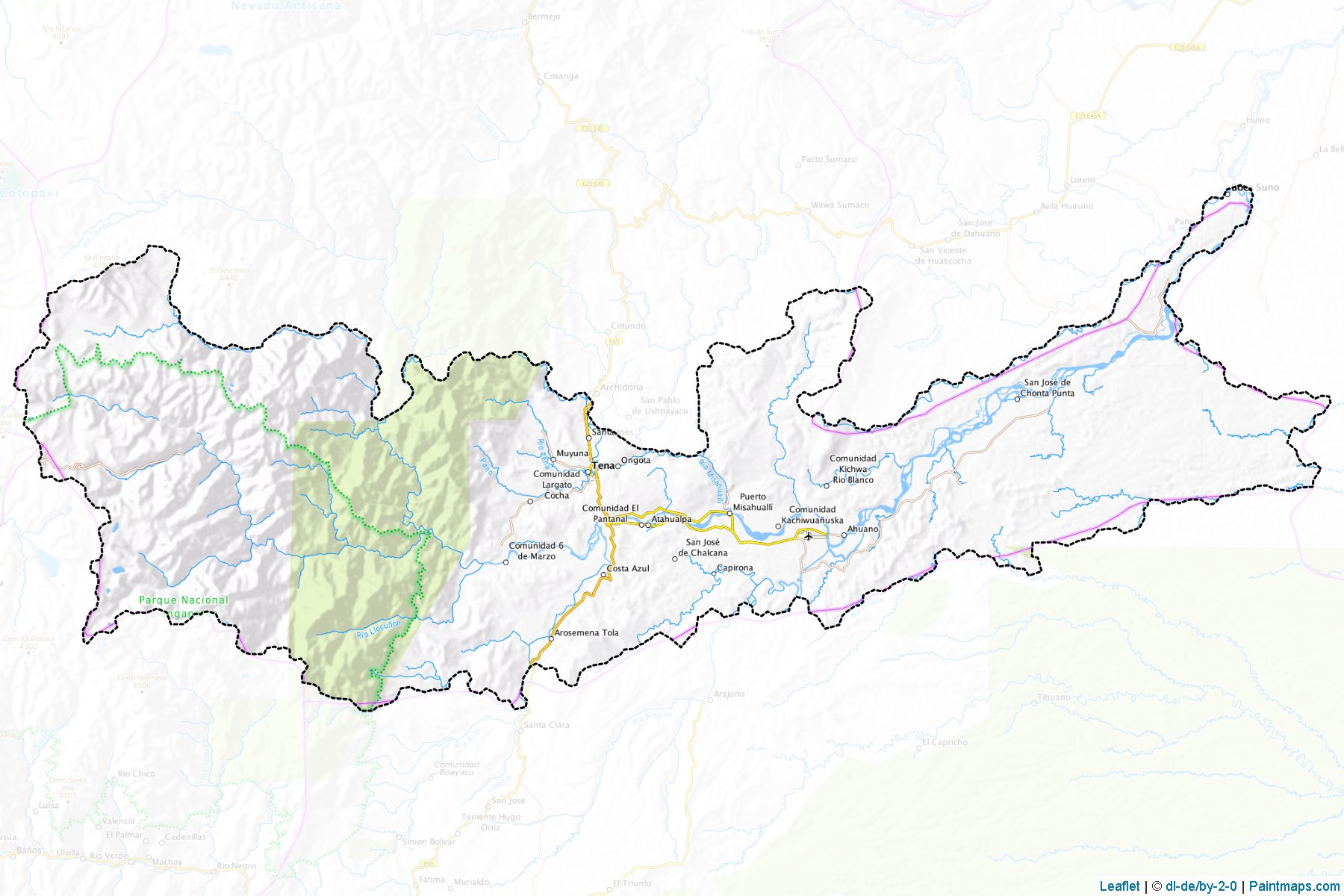 Muestras de recorte de mapas Tena (Napo)-1