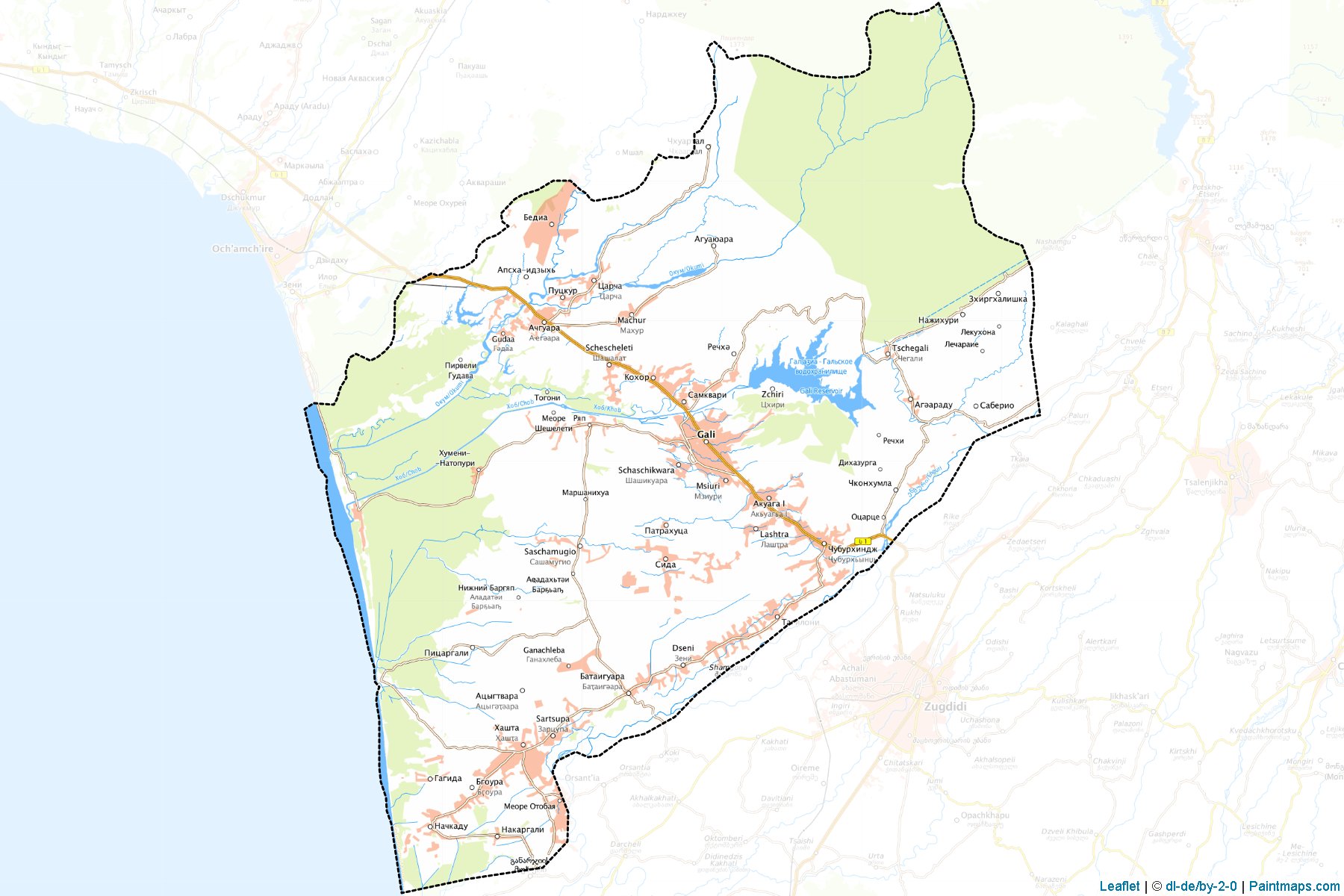 Muestras de recorte de mapas Gali (Abkhazeti Autonomous Republic)-1