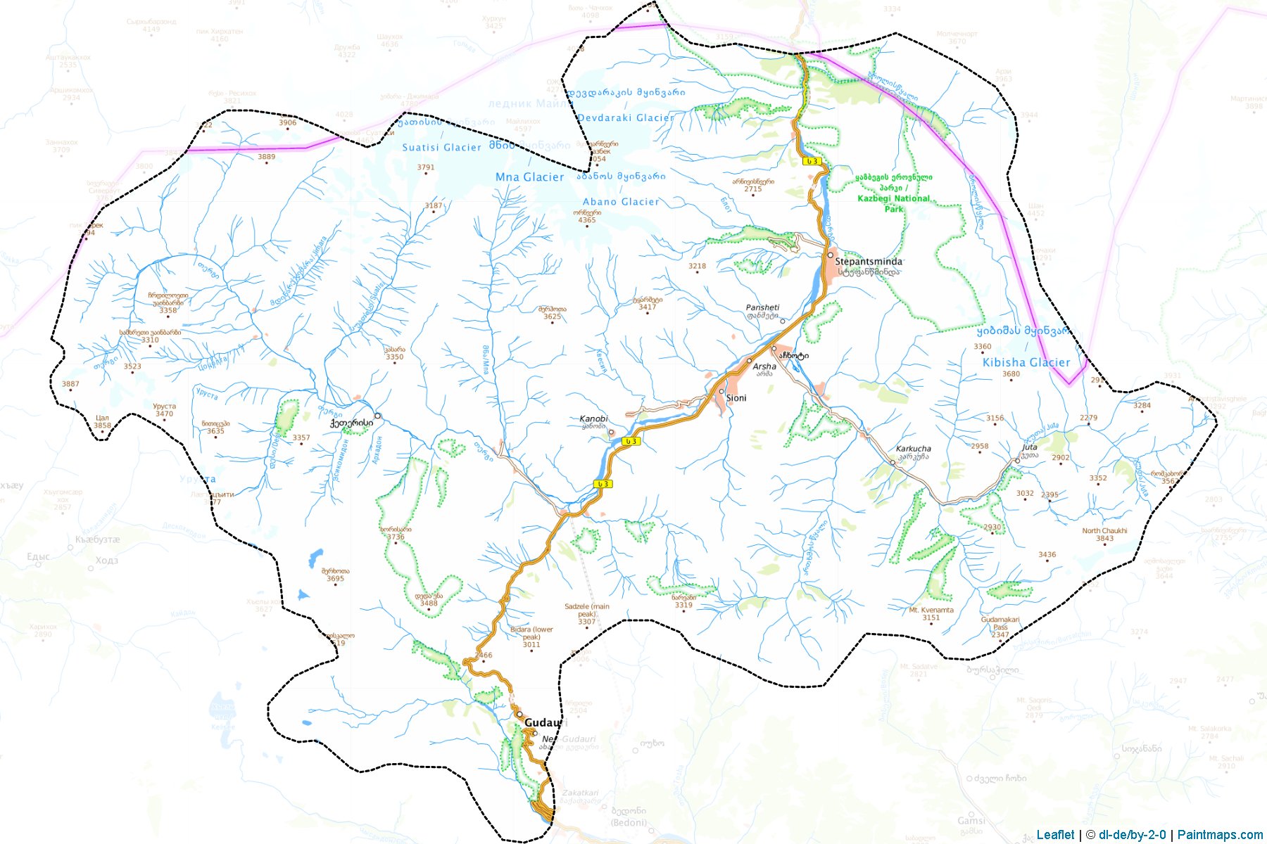 Muestras de recorte de mapas Kazbegi (Mtskheta-Mtianeti)-1