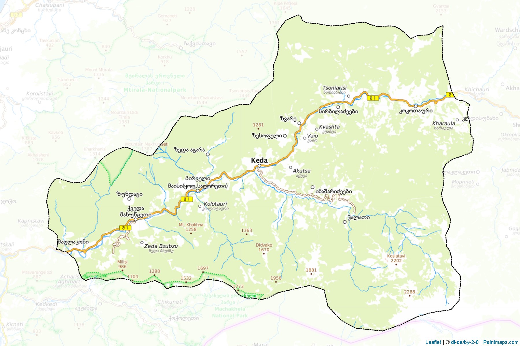 Muestras de recorte de mapas Keda (Ajara Autonomous Republic)-1