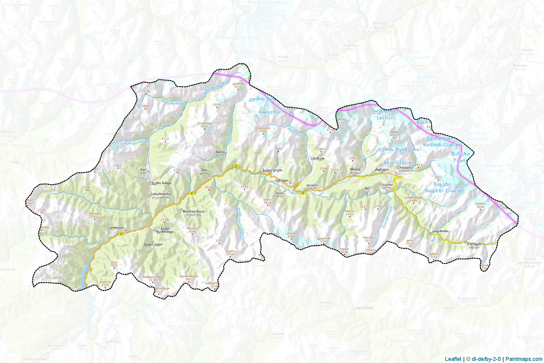 Mestia (Samagrelo-Zemo Svaneti) Map Cropping Samples-1