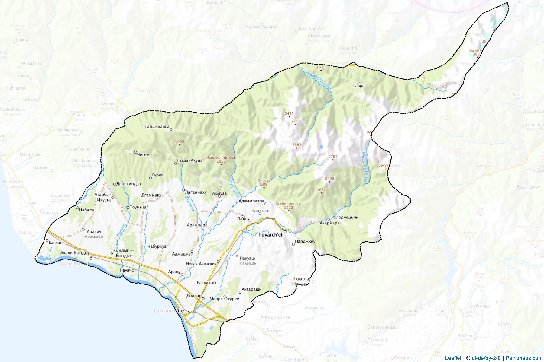 Muestras de recorte de mapas Ochamchire (Abkhazeti Autonomous Republic)-1