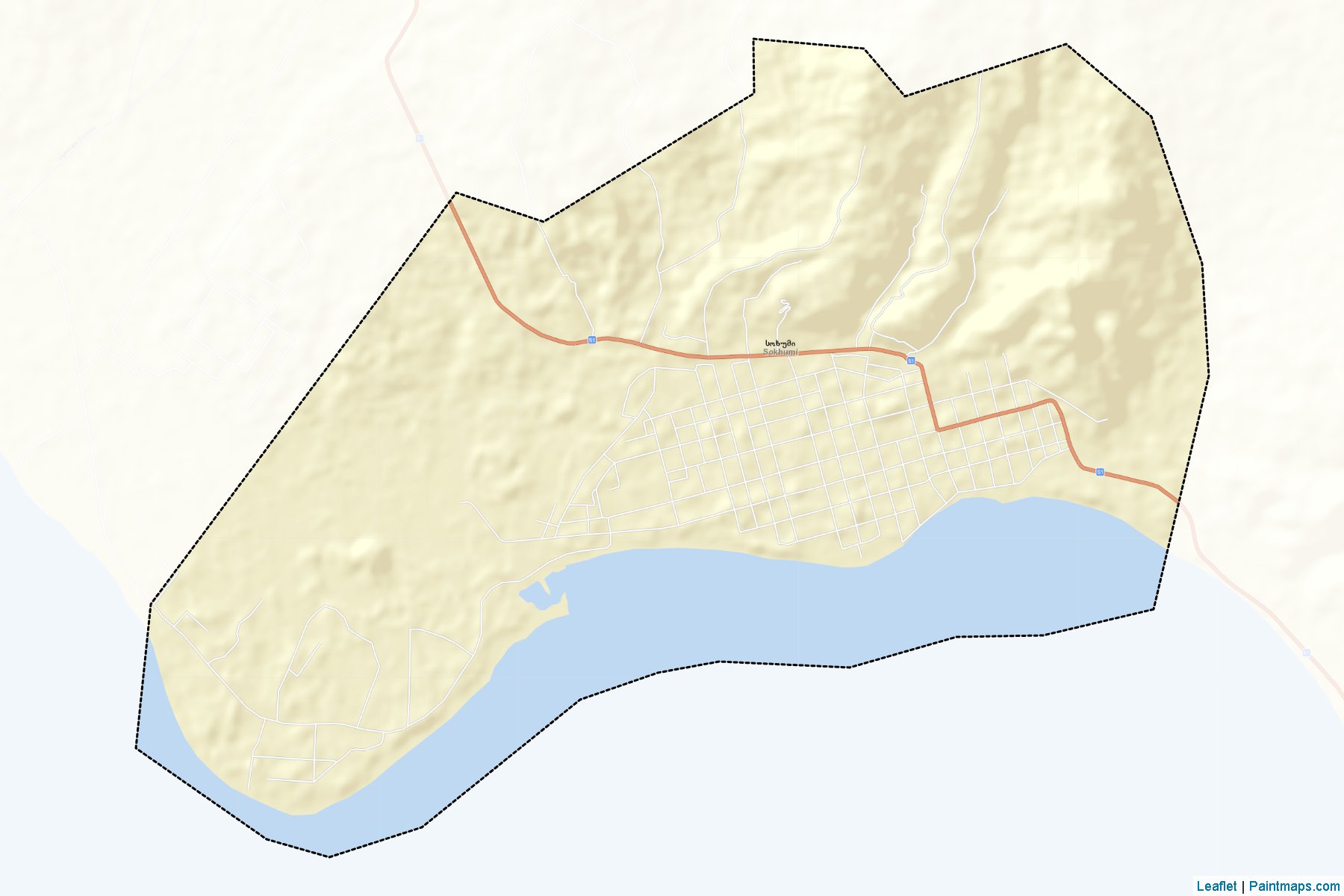 Muestras de recorte de mapas Sokhumi City (Abkhazeti Autonomous Republic)-2