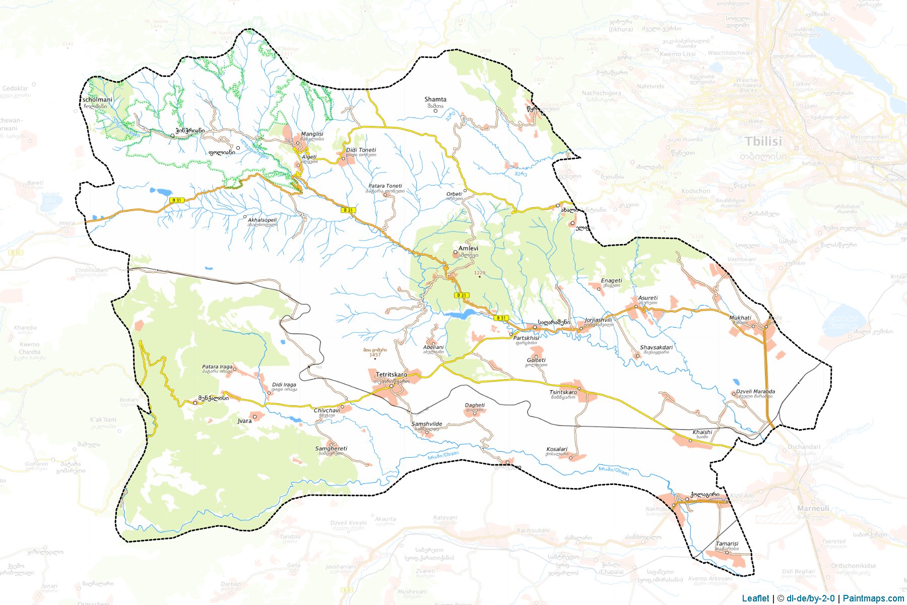 Muestras de recorte de mapas Tetri Tskaro (Kvemo Kartli)-1