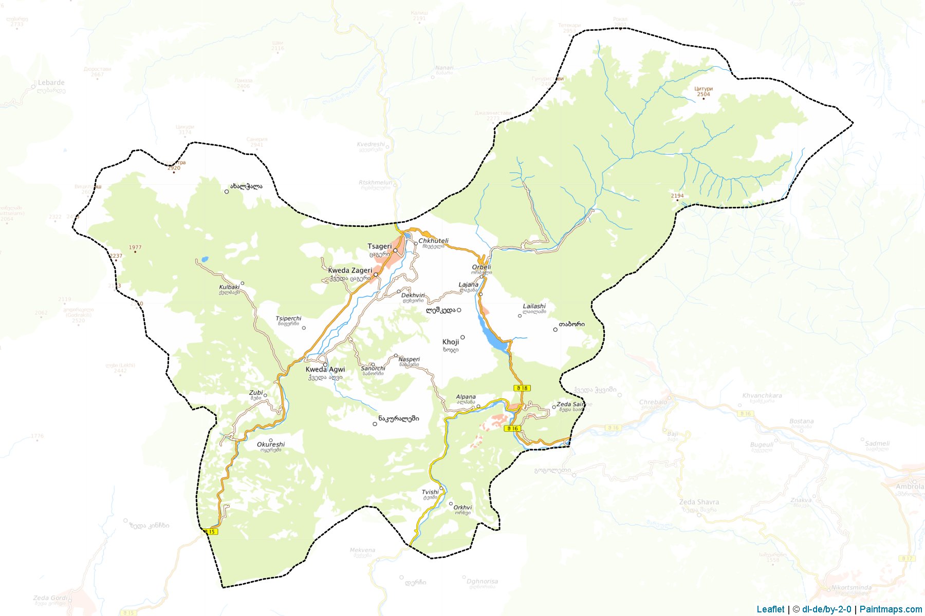 Muestras de recorte de mapas Tsageri (Racha-Leckhumi-Kvemo Svaneti)-1