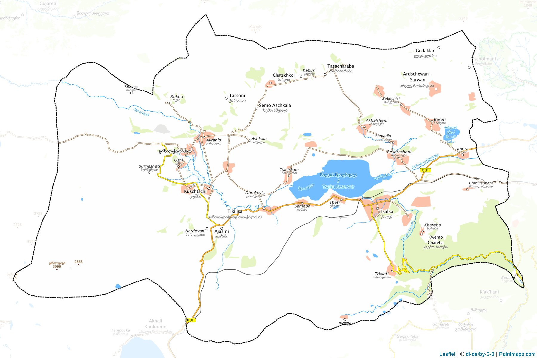 Muestras de recorte de mapas Tsalka (Kvemo Kartli)-1