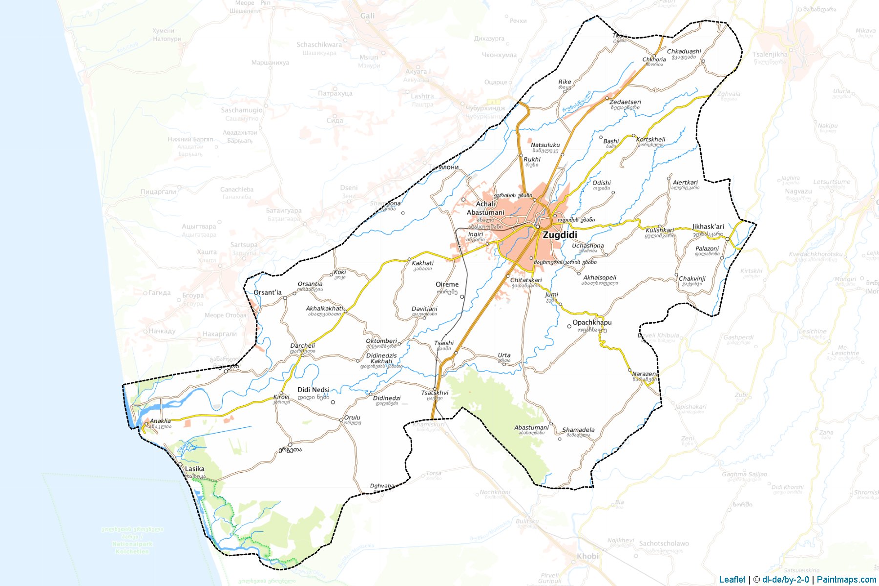 Muestras de recorte de mapas Zugdidi (Samagrelo-Zemo Svaneti)-1