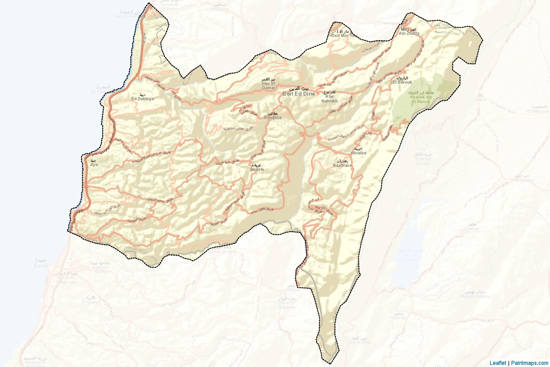 Muestras de recorte de mapas Chouf (Mount Lebanon)-2