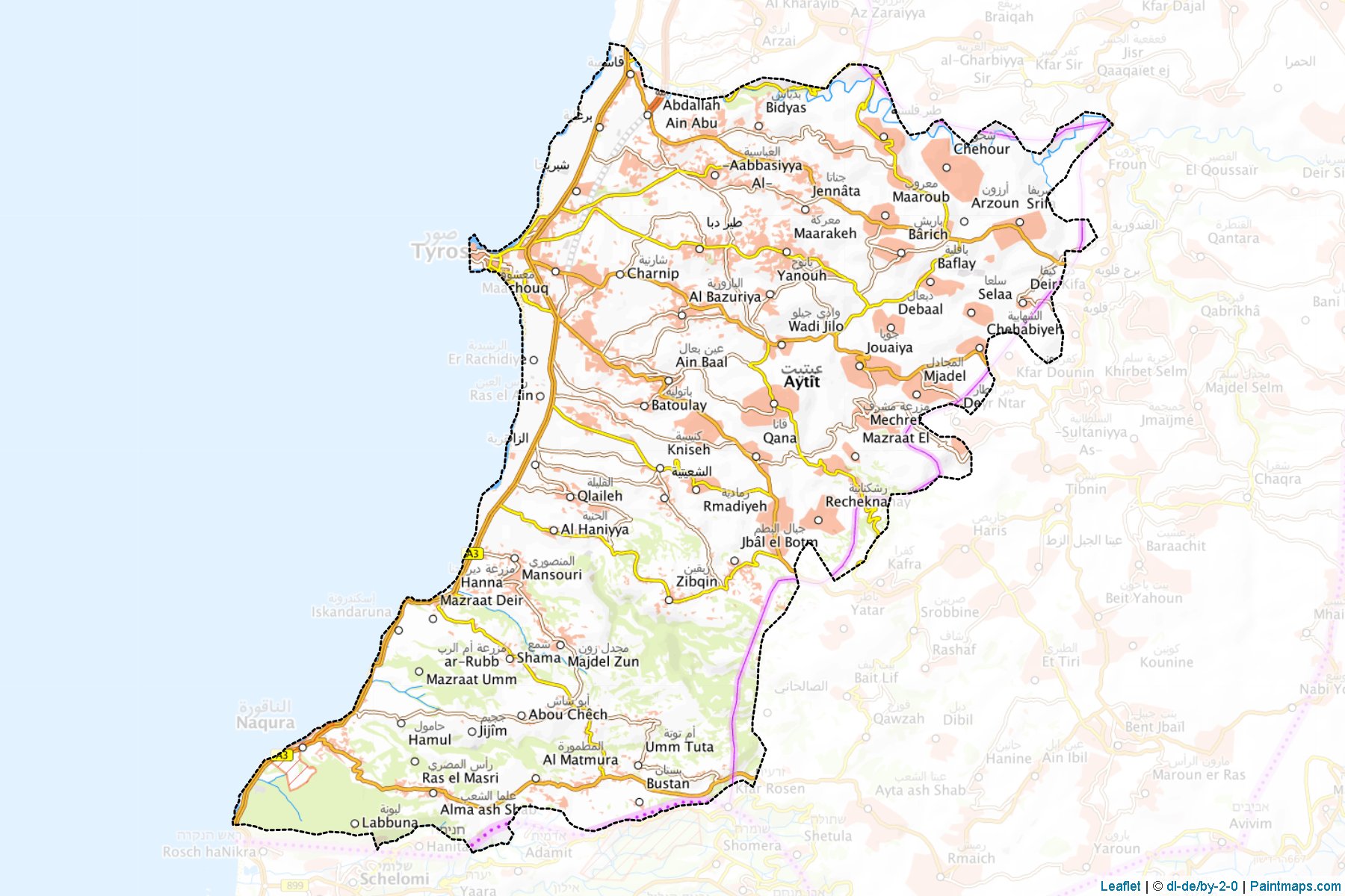 Muestras de recorte de mapas Sour (South Lebanon)-1