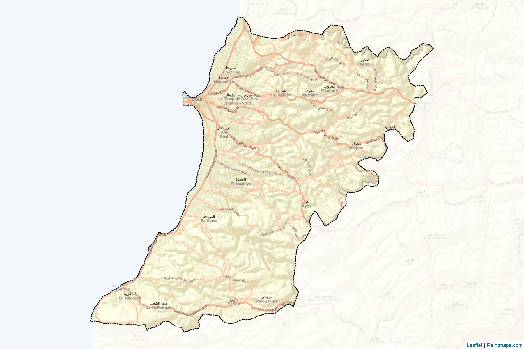 Muestras de recorte de mapas Sour (South Lebanon)-2