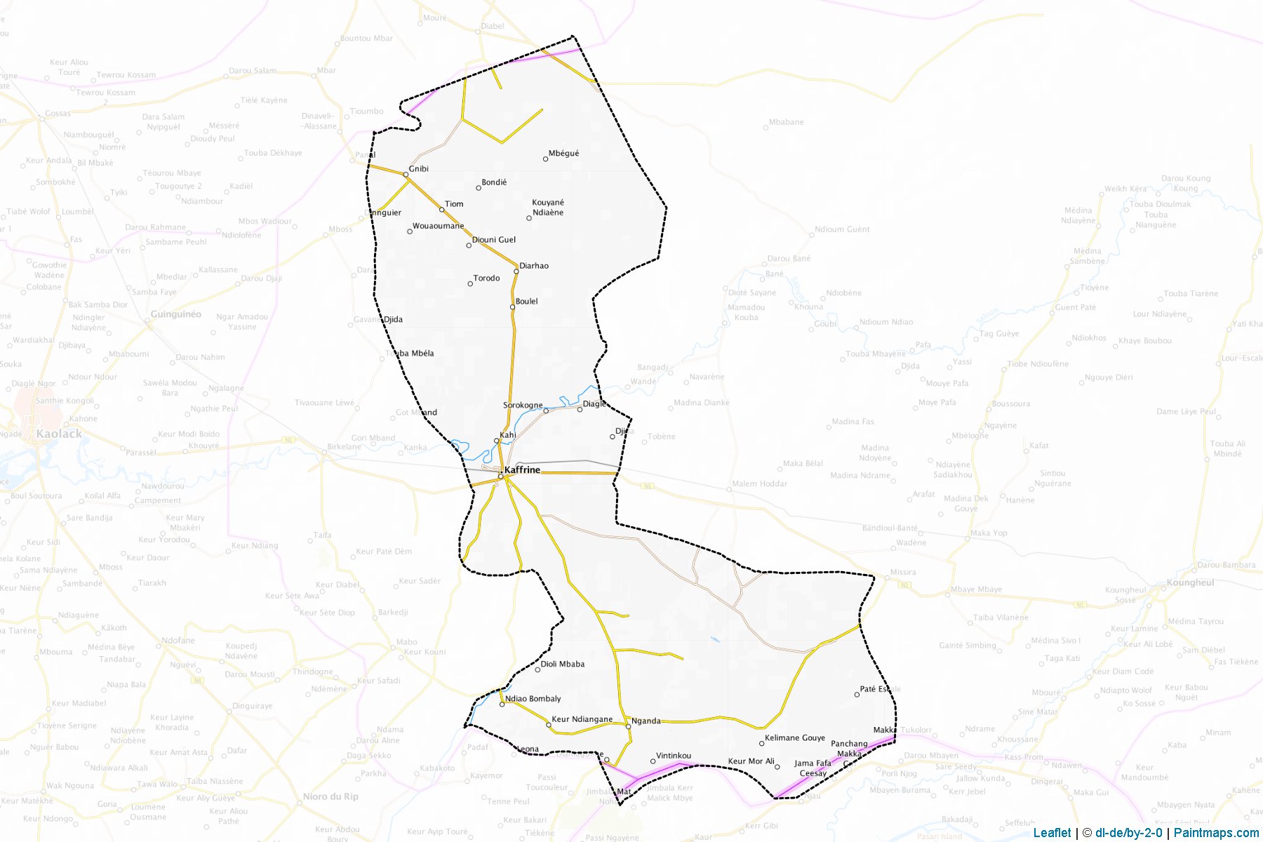 Muestras de recorte de mapas Kaffrine (Kaffrine)-1