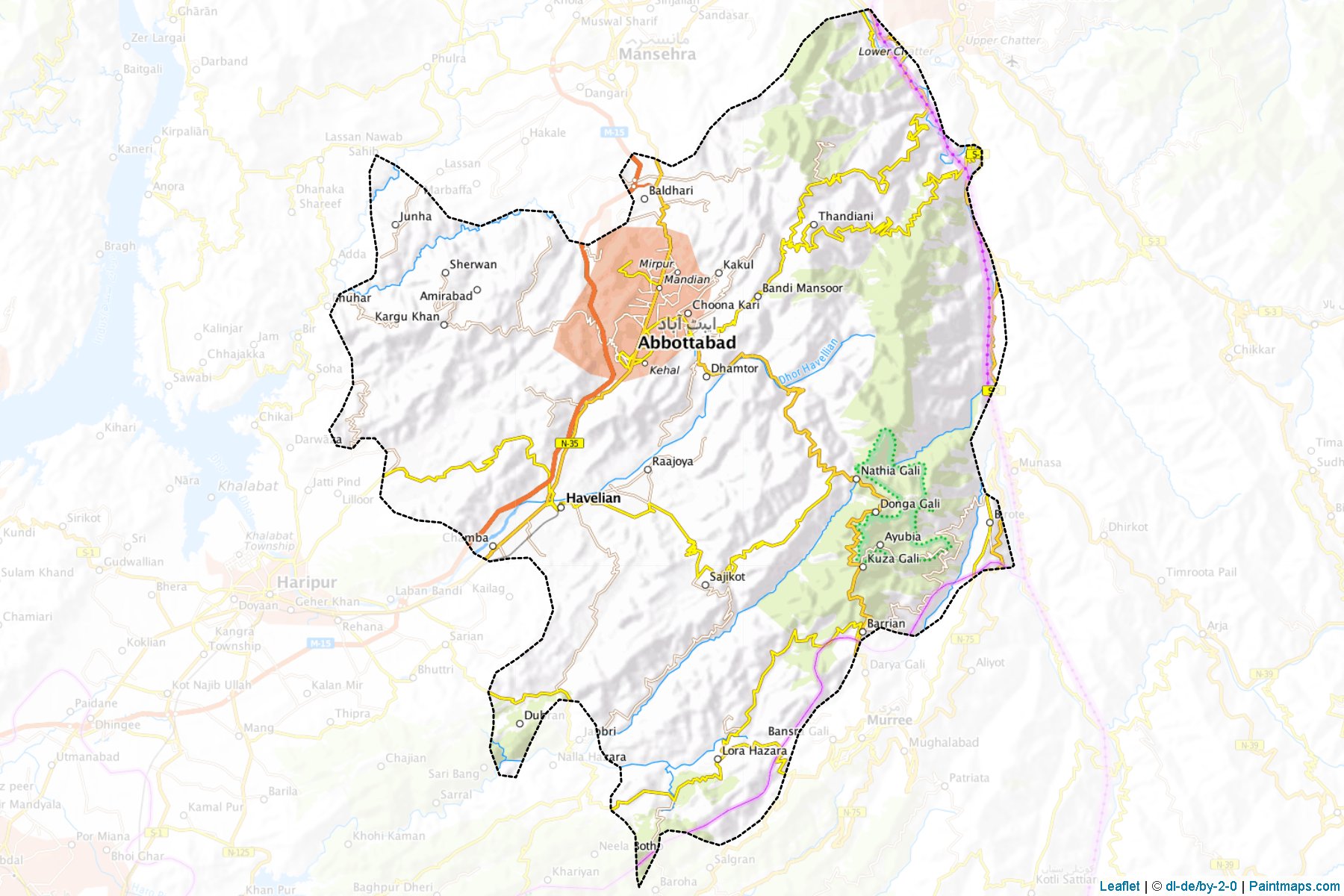 Muestras de recorte de mapas Abbottabad (Khyber Pakhtunkhwa)-1