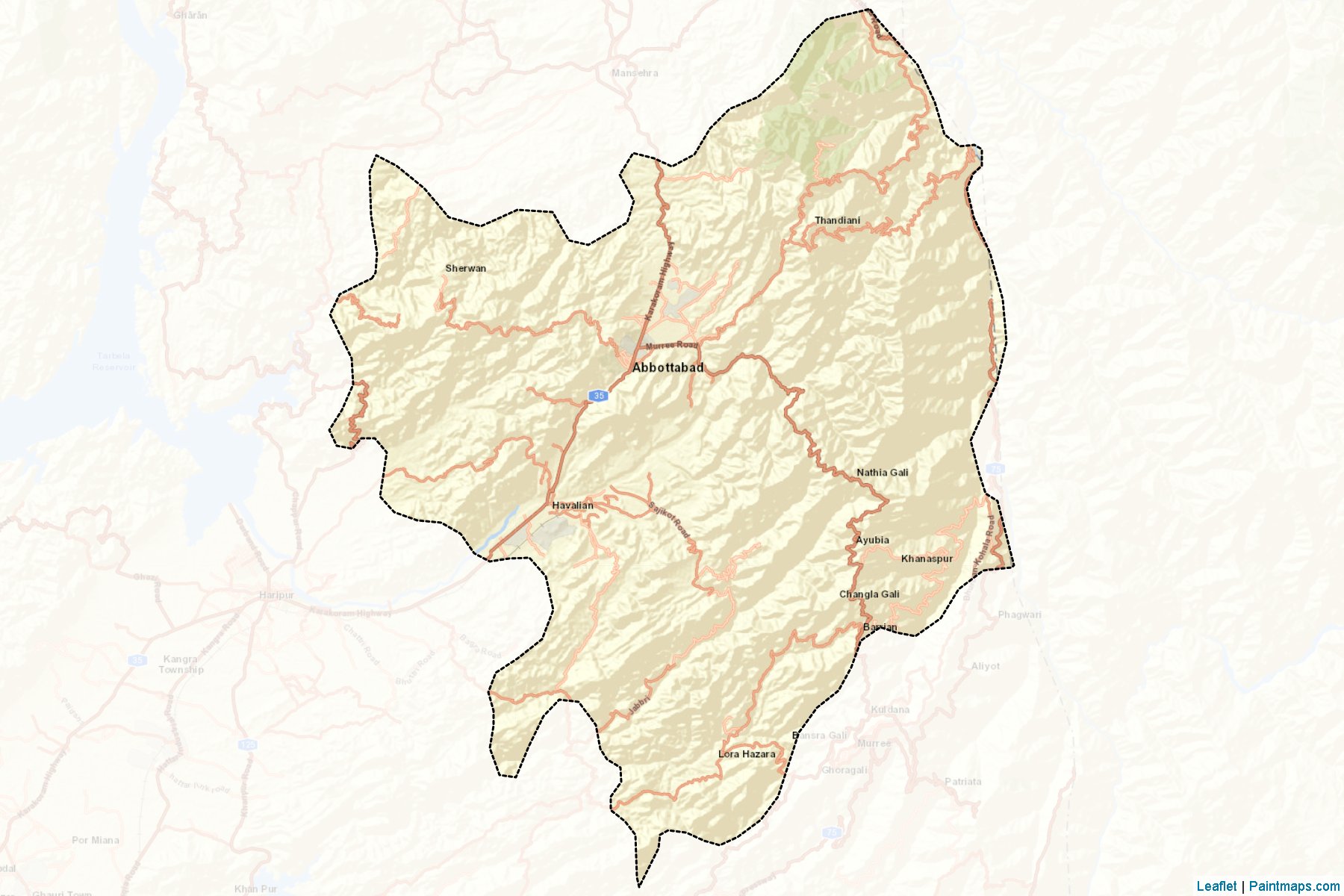 Muestras de recorte de mapas Abbottabad (Khyber Pakhtunkhwa)-2