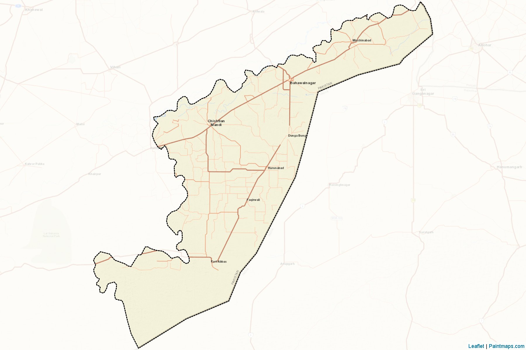 Muestras de recorte de mapas Bahawalnagar (Punjab)-2