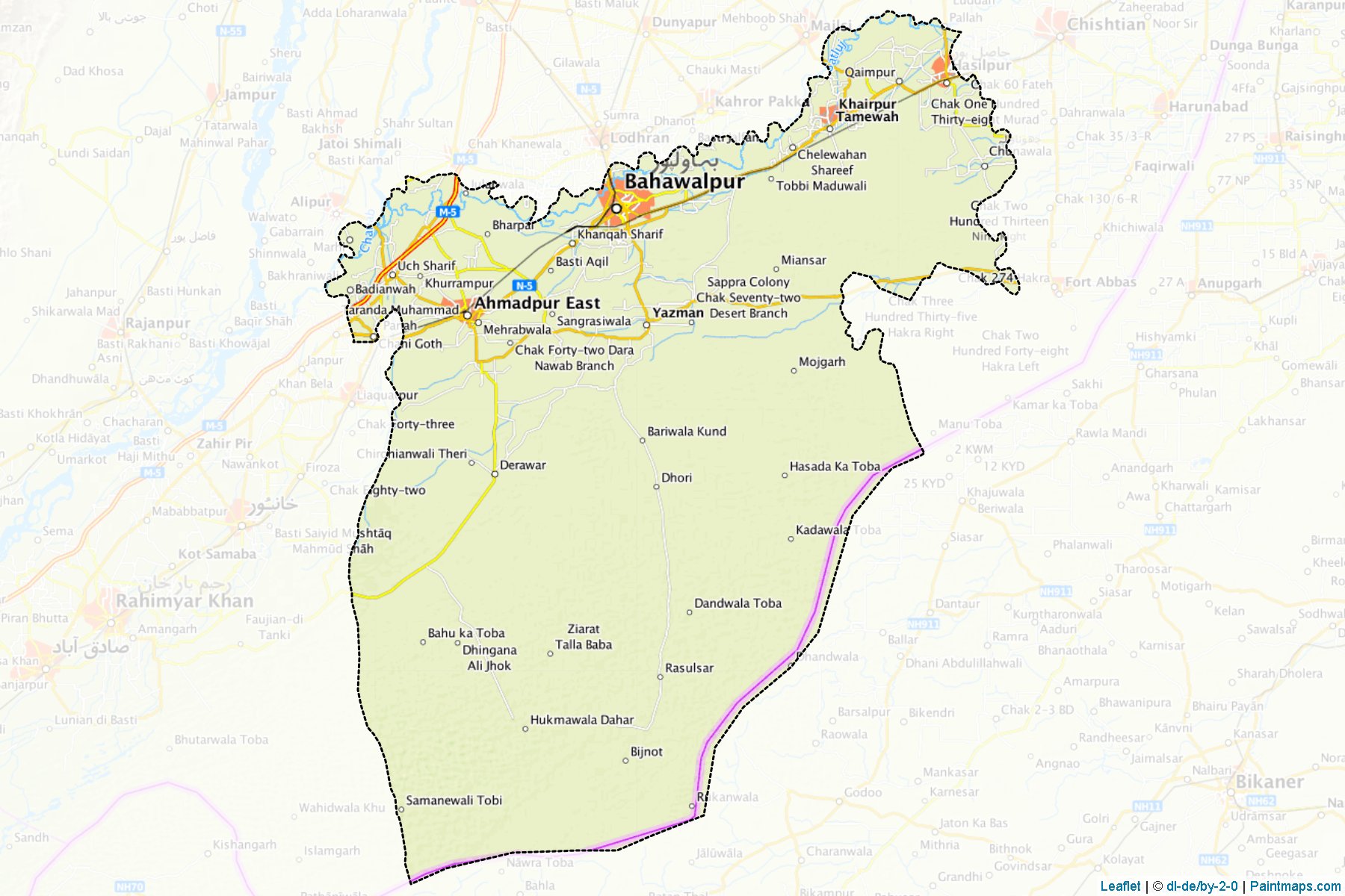 Muestras de recorte de mapas Bahawalpur (Punjab)-1