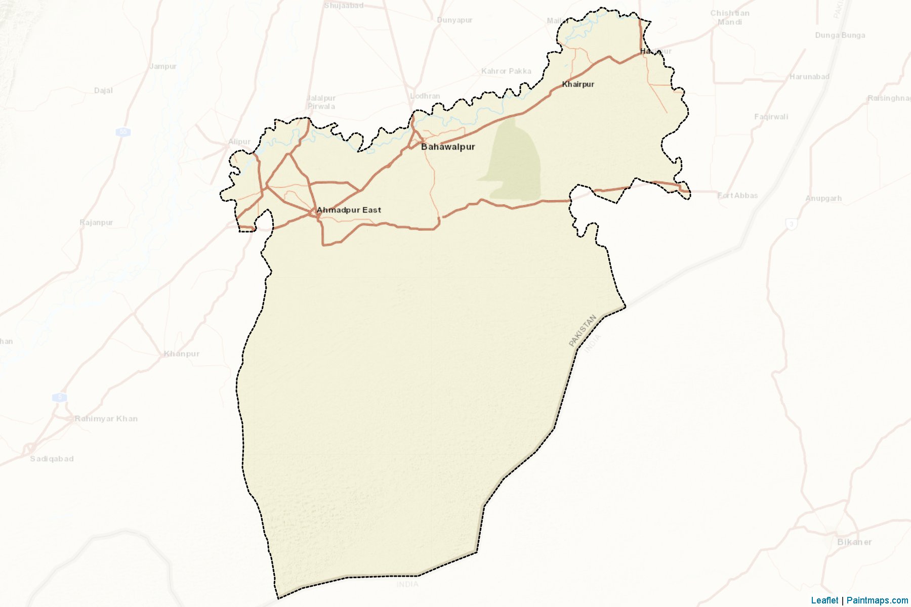 Muestras de recorte de mapas Bahawalpur (Punjab)-2