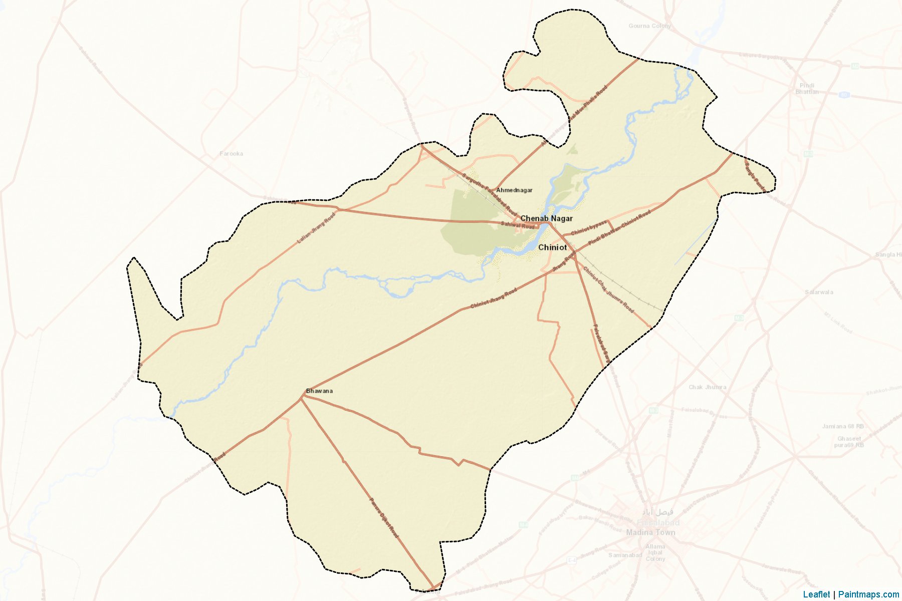 Muestras de recorte de mapas Chiniot (Punjab)-2