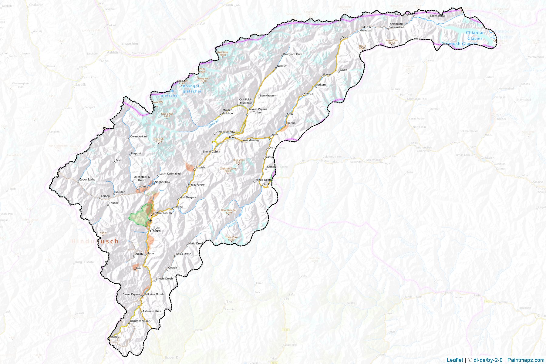 Muestras de recorte de mapas Chitral (Khyber Pakhtunkhwa)-1