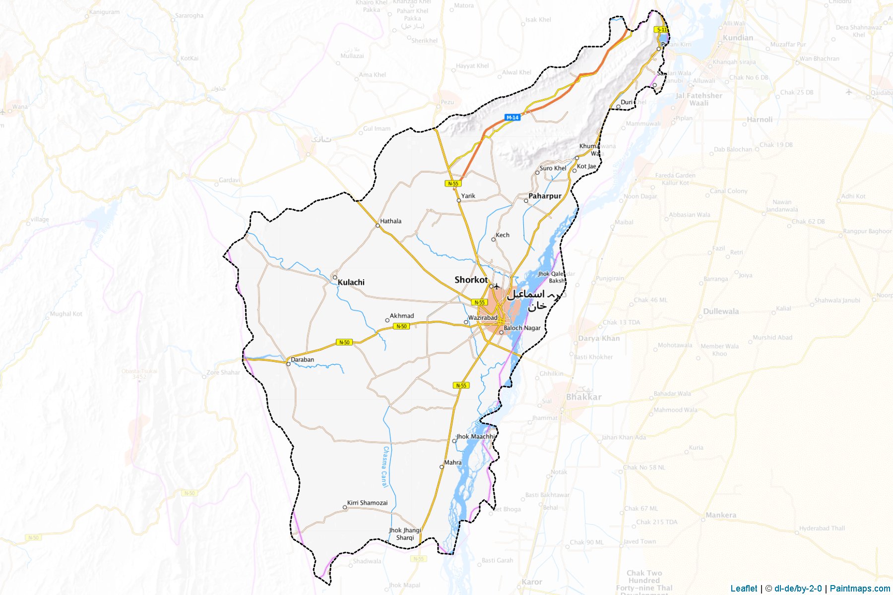 Muestras de recorte de mapas Dera Ismail Khan (Khyber Pakhtunkhwa)-1