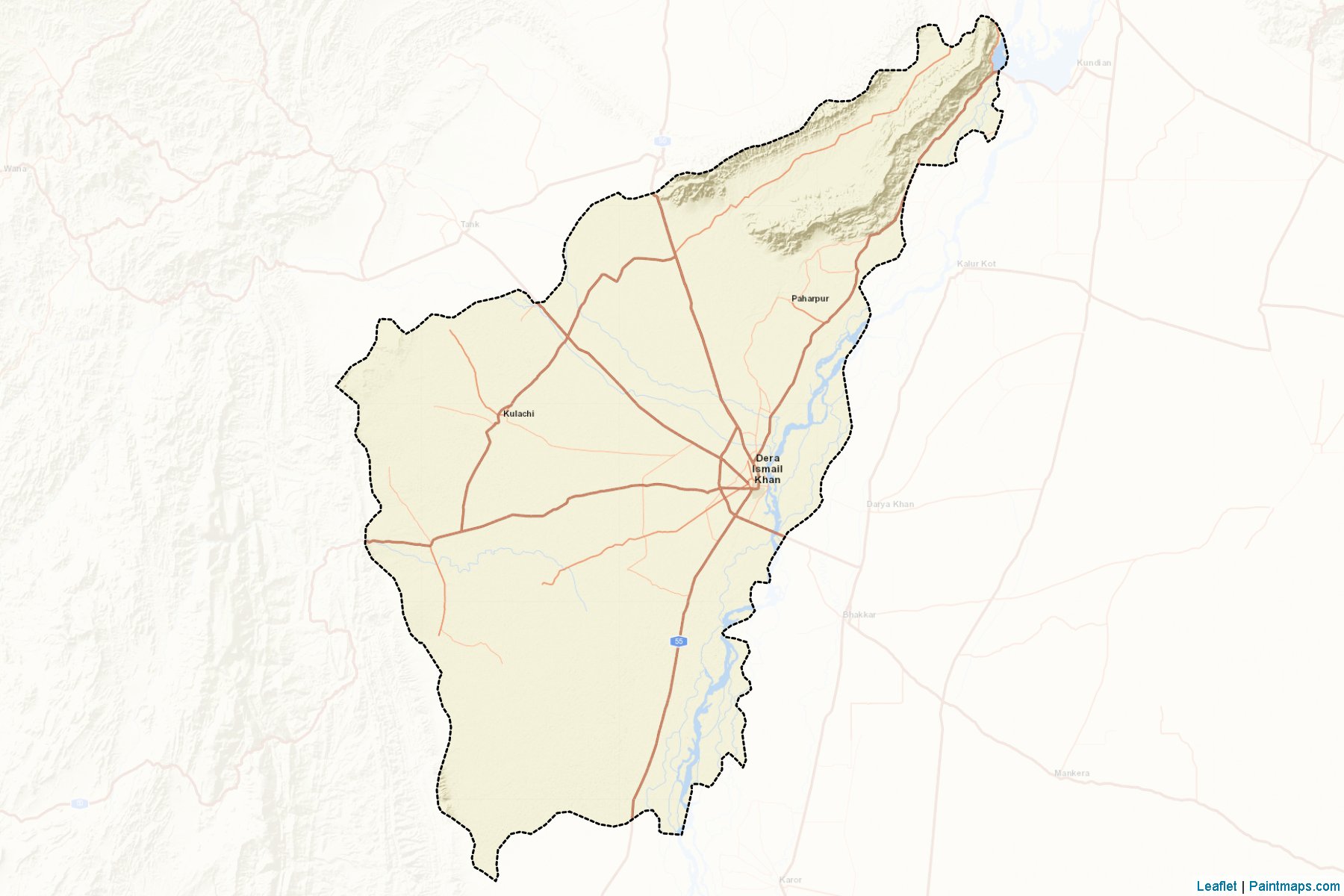 Muestras de recorte de mapas Dera Ismail Khan (Khyber Pakhtunkhwa)-2