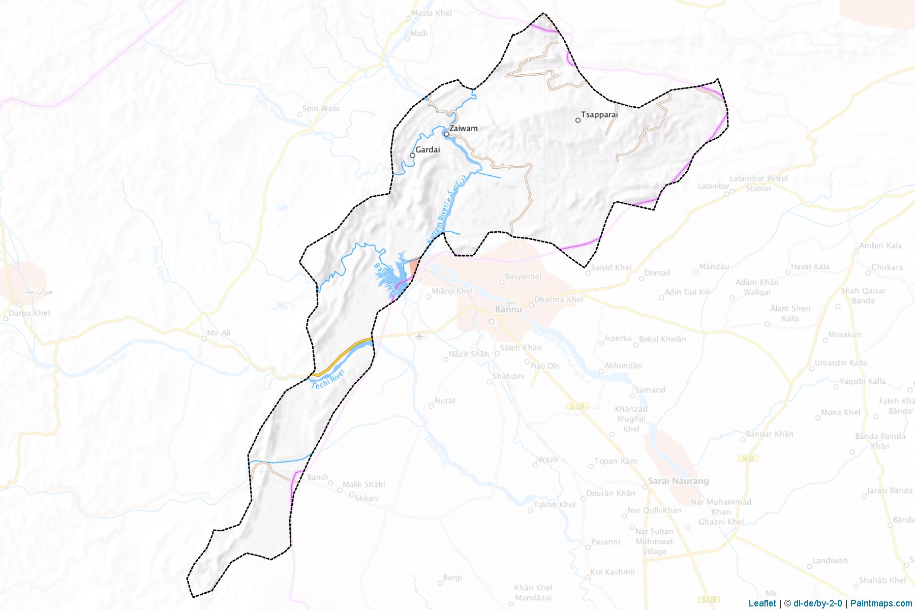 Muestras de recorte de mapas Bannu (Khyber Pakhtunkhwa)-1