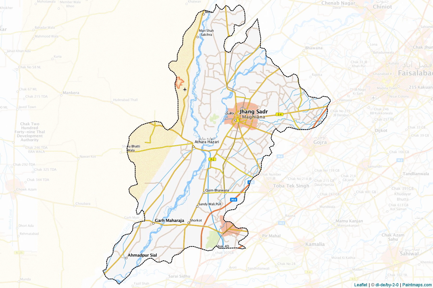 Muestras de recorte de mapas Jhang (Punjab)-1