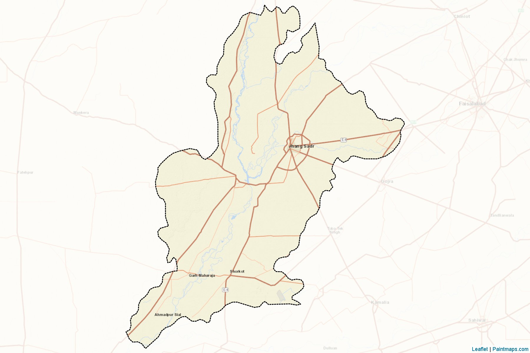 Muestras de recorte de mapas Jhang (Punjab)-2