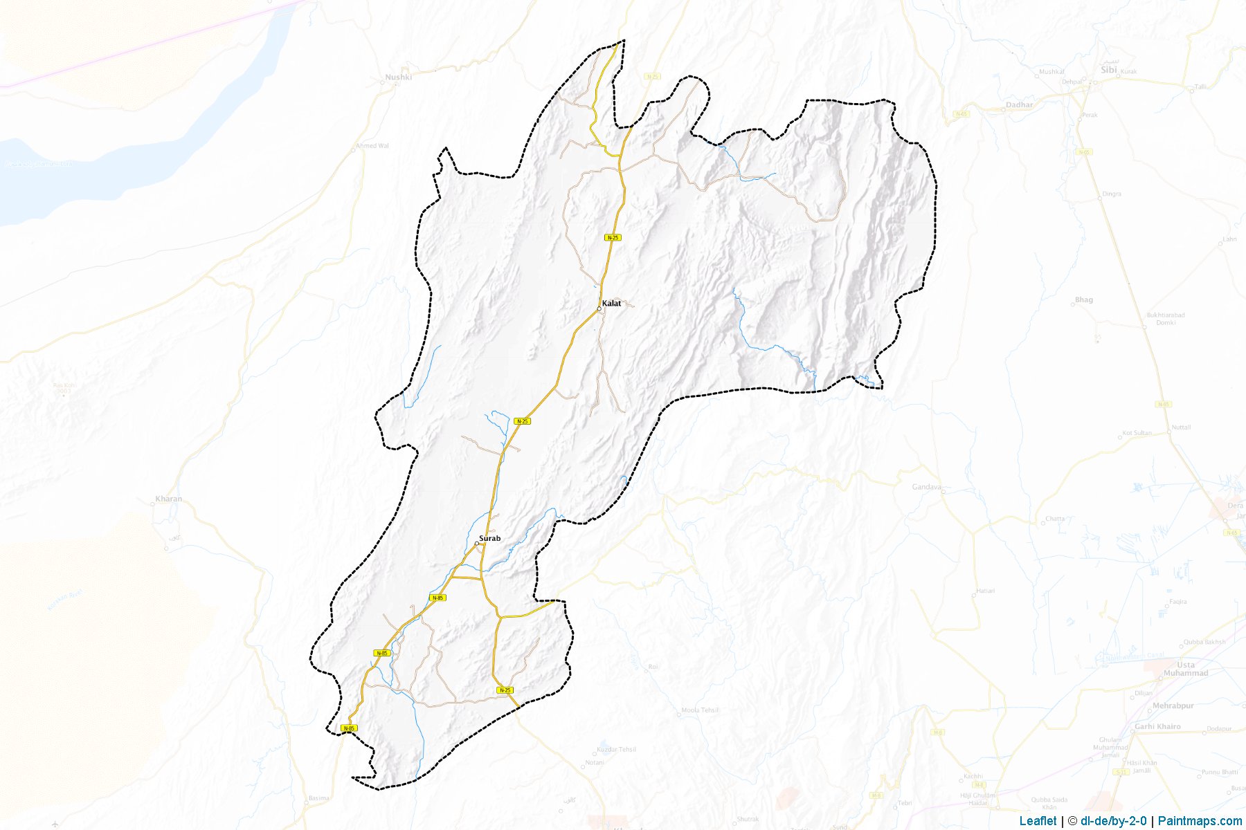 Muestras de recorte de mapas Kalat (Balochistan)-1