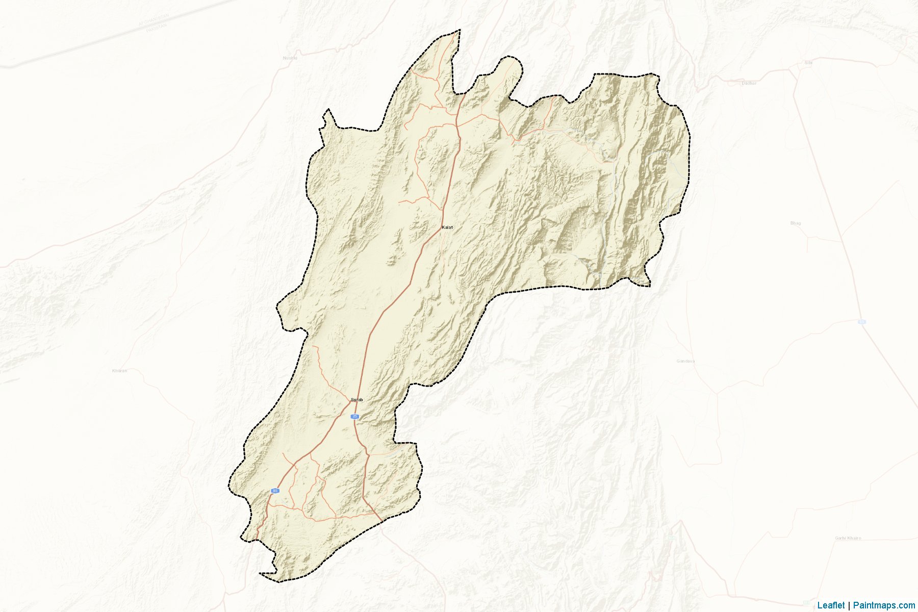 Muestras de recorte de mapas Kalat (Balochistan)-2