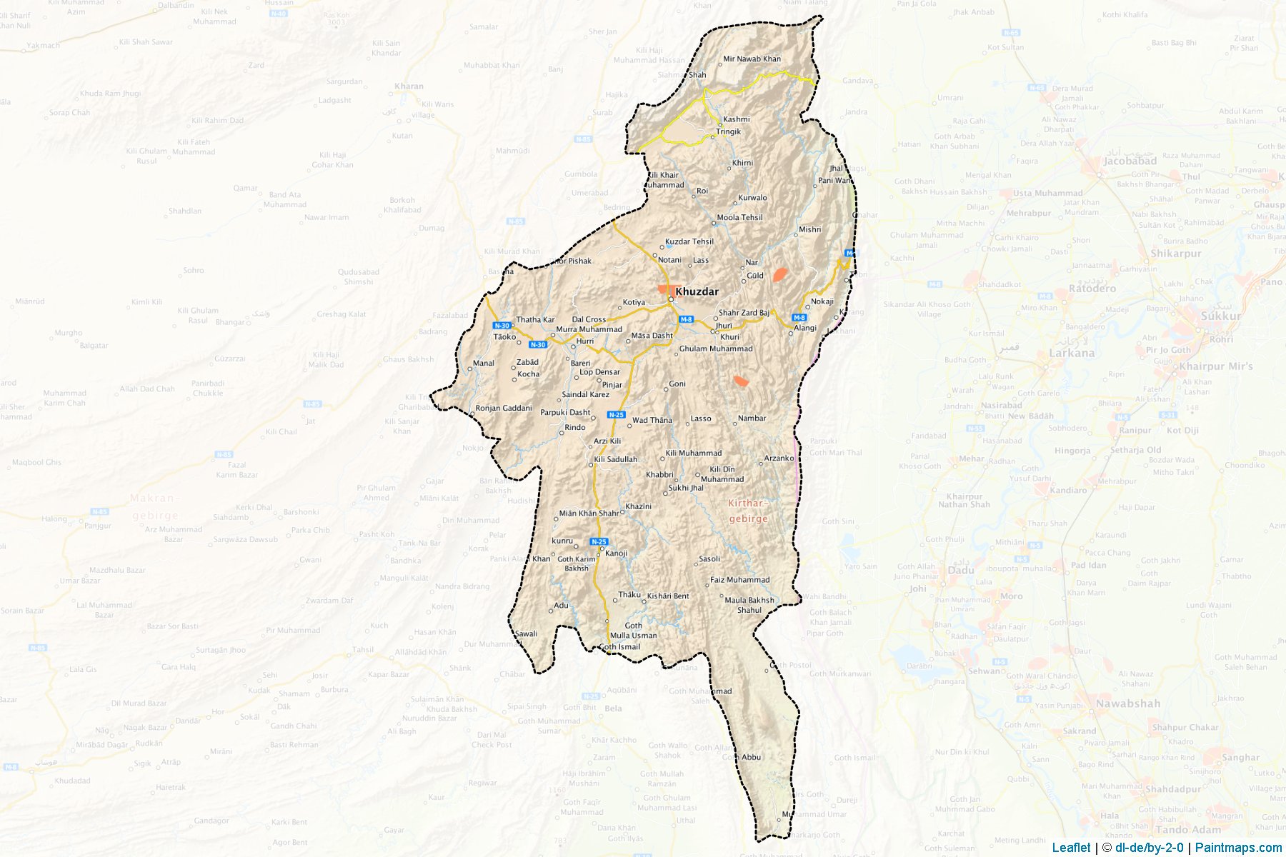 Muestras de recorte de mapas Khuzdar (Balochistan)-1