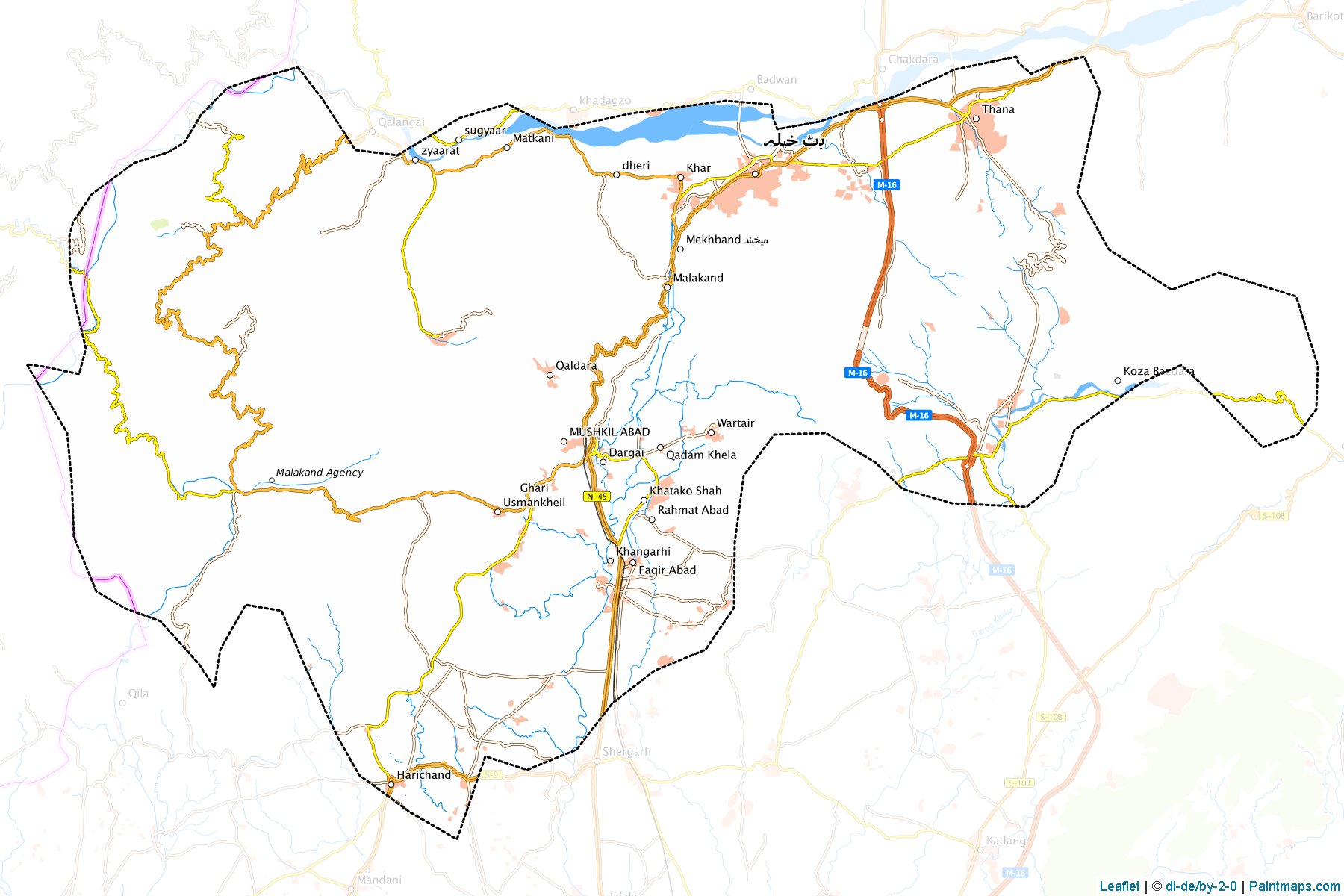 Muestras de recorte de mapas Malakand PA (Khyber Pakhtunkhwa)-1