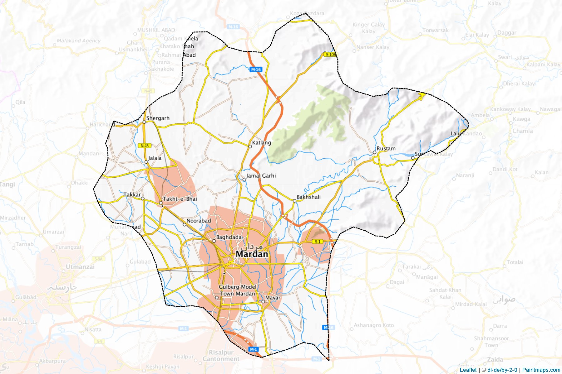 Muestras de recorte de mapas Mardan (Khyber Pakhtunkhwa)-1